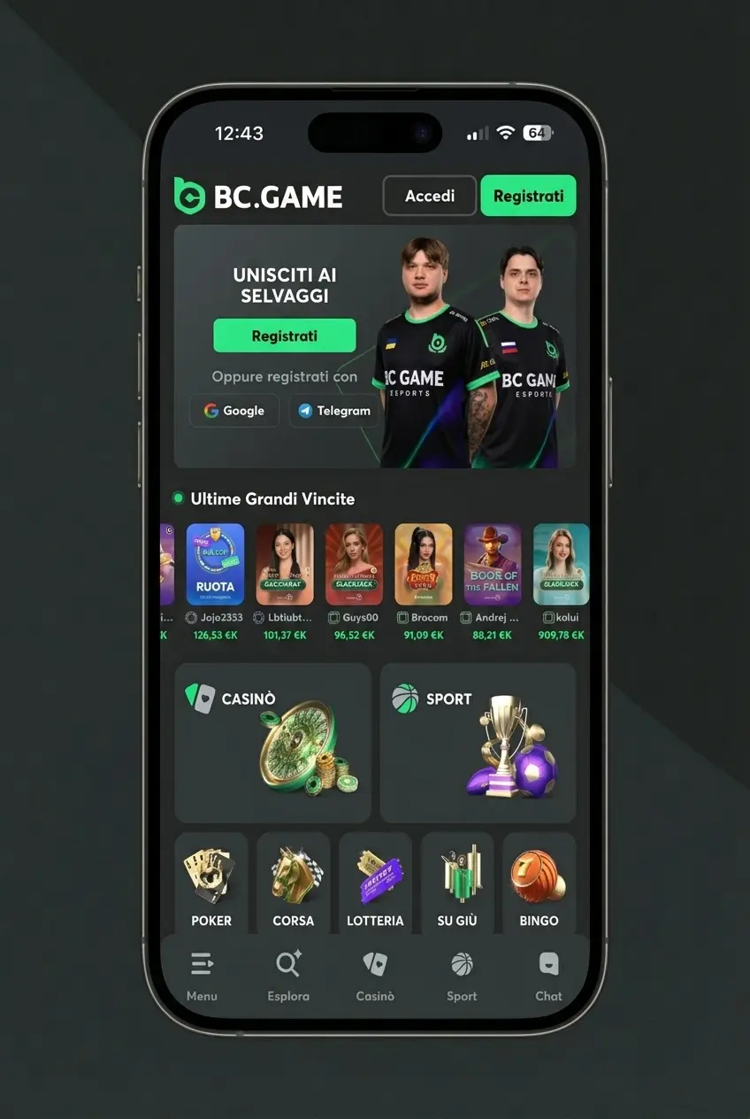 Passaggi per piazzare una scommessa nell'app BC Game